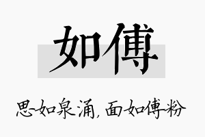 如傅名字的寓意及含义