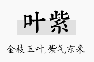 叶紫名字的寓意及含义