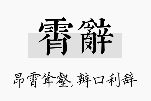 霄辞名字的寓意及含义