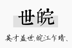 世皖名字的寓意及含义