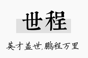 世程名字的寓意及含义