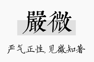 严微名字的寓意及含义