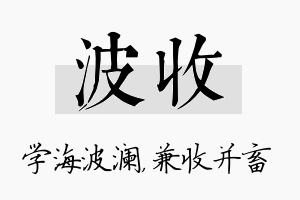 波收名字的寓意及含义