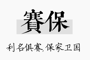 赛保名字的寓意及含义