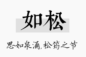 如松名字的寓意及含义