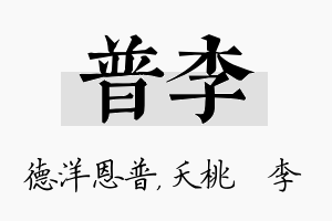 普李名字的寓意及含义