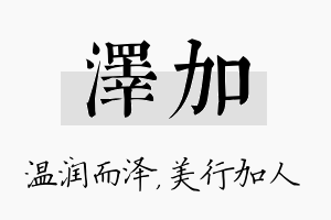 泽加名字的寓意及含义