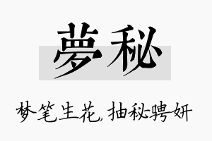 梦秘名字的寓意及含义