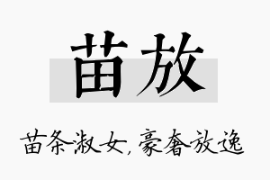 苗放名字的寓意及含义