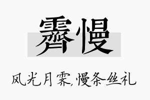 霁慢名字的寓意及含义