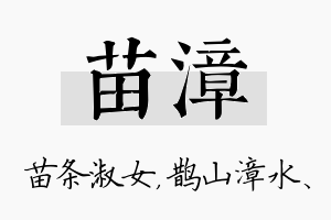 苗漳名字的寓意及含义