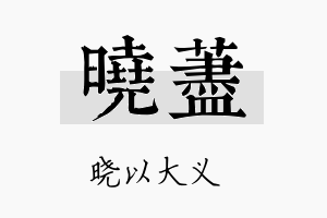 晓荩名字的寓意及含义