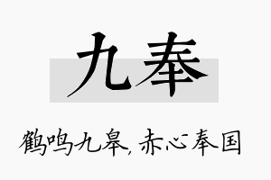 九奉名字的寓意及含义