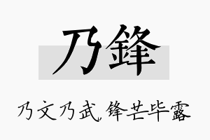 乃锋名字的寓意及含义