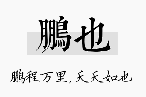 鹏也名字的寓意及含义