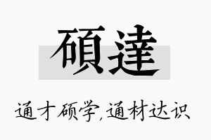 硕达名字的寓意及含义