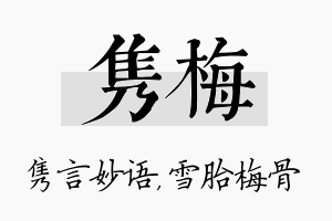 隽梅名字的寓意及含义