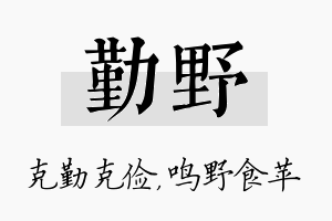 勤野名字的寓意及含义