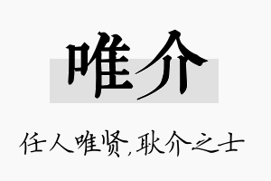 唯介名字的寓意及含义