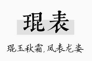 琨表名字的寓意及含义