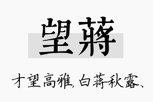 望蒋名字的寓意及含义