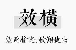 效横名字的寓意及含义