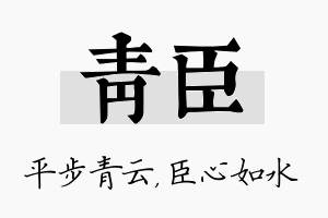 青臣名字的寓意及含义