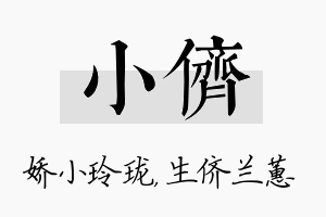 小侪名字的寓意及含义