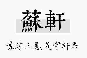 苏轩名字的寓意及含义