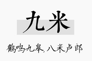 九米名字的寓意及含义