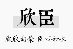 欣臣名字的寓意及含义