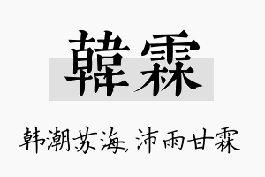 韩霖名字的寓意及含义