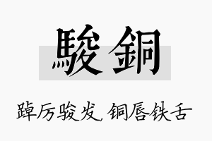 骏铜名字的寓意及含义