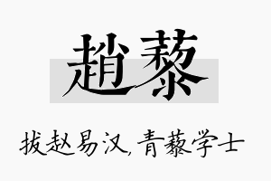 赵藜名字的寓意及含义