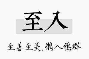 至入名字的寓意及含义