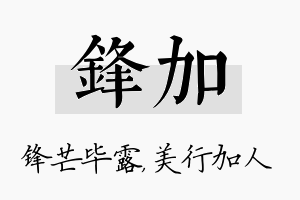 锋加名字的寓意及含义