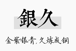 银久名字的寓意及含义