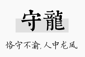 守龙名字的寓意及含义