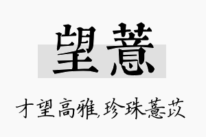 望薏名字的寓意及含义