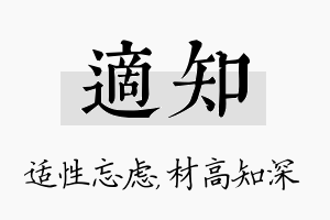 适知名字的寓意及含义