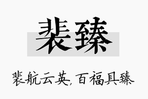 裴臻名字的寓意及含义