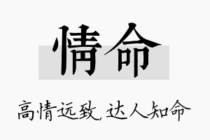 情命名字的寓意及含义