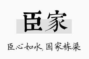 臣家名字的寓意及含义