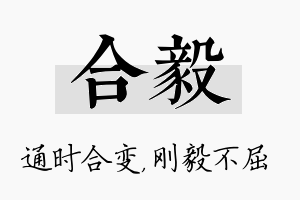 合毅名字的寓意及含义