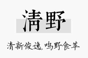 清野名字的寓意及含义