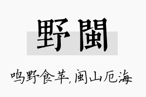 野闽名字的寓意及含义