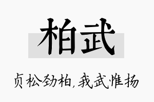 柏武名字的寓意及含义