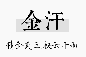 金汗名字的寓意及含义