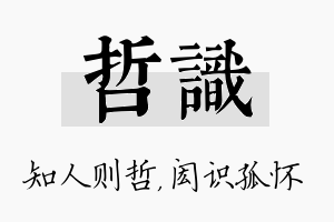 哲识名字的寓意及含义