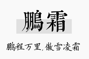 鹏霜名字的寓意及含义